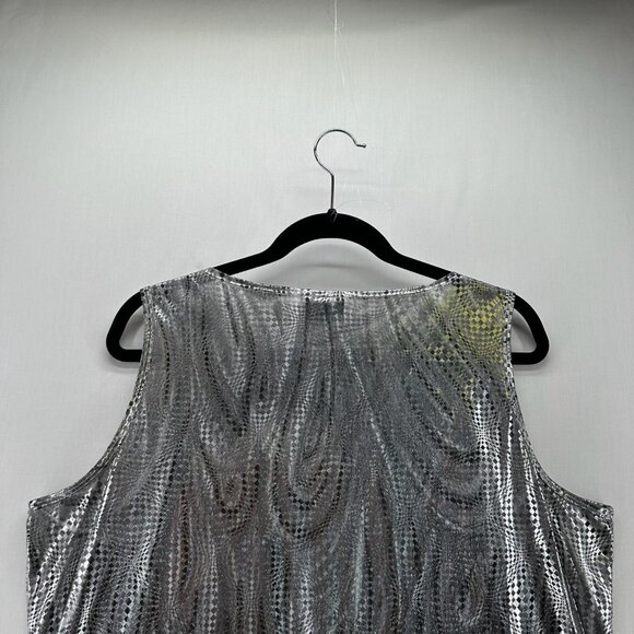 Anxiety Café Vtg 90s Metallic Top Women 18/20 Sleeveless Pullover Stretch Silver - Picture 5 of 9